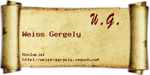 Weiss Gergely névjegykártya